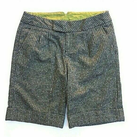 Urban Outfitters Lux Shorts 7 Juniors Striped ladies Cuffed Wool Pockets - Picture 1 of 4